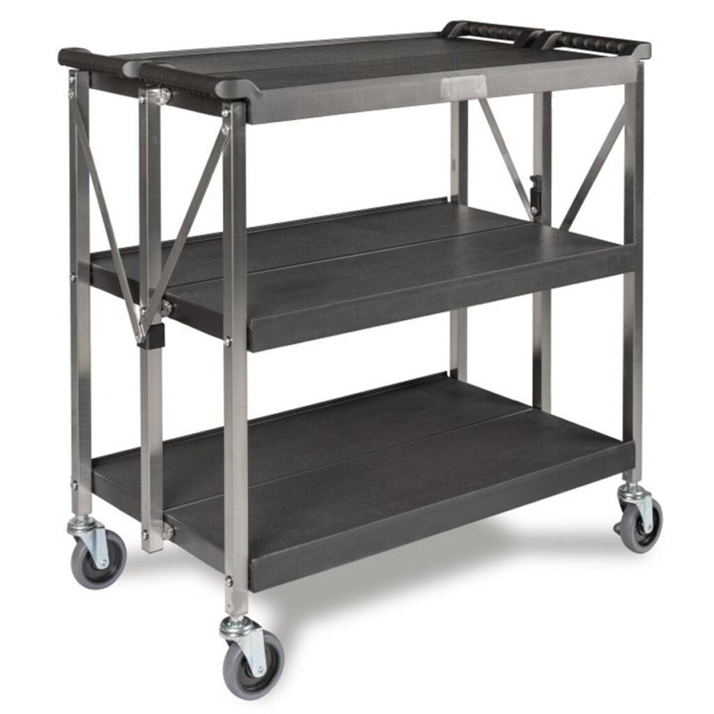 Pujadas three shelf foldable service trolley introduced by FEM