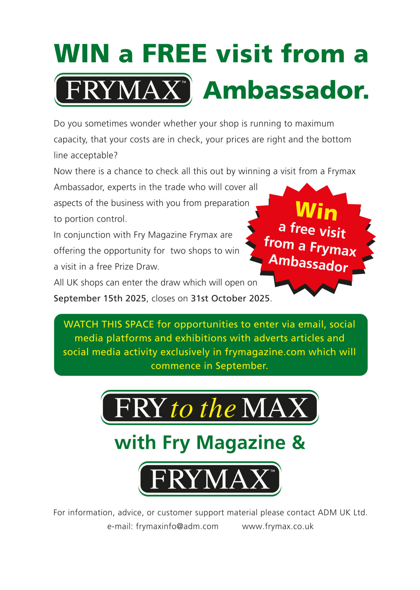 Frymax Prize Draw ad A4 5 9 2025