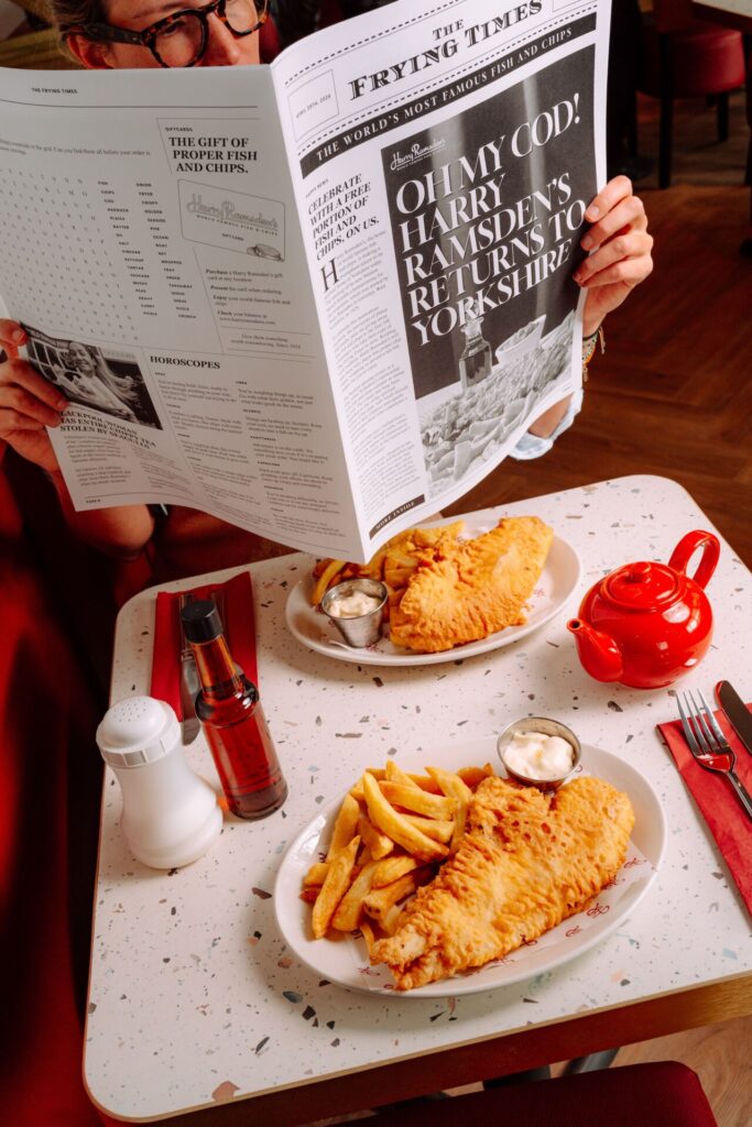 Free fish and chips are on offer at Harry Ramsden’s Staxton opening, inspired by the brand’s historic “Big Fry” of 1952