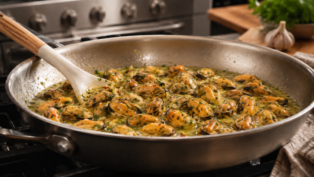 555 mussels in white wine