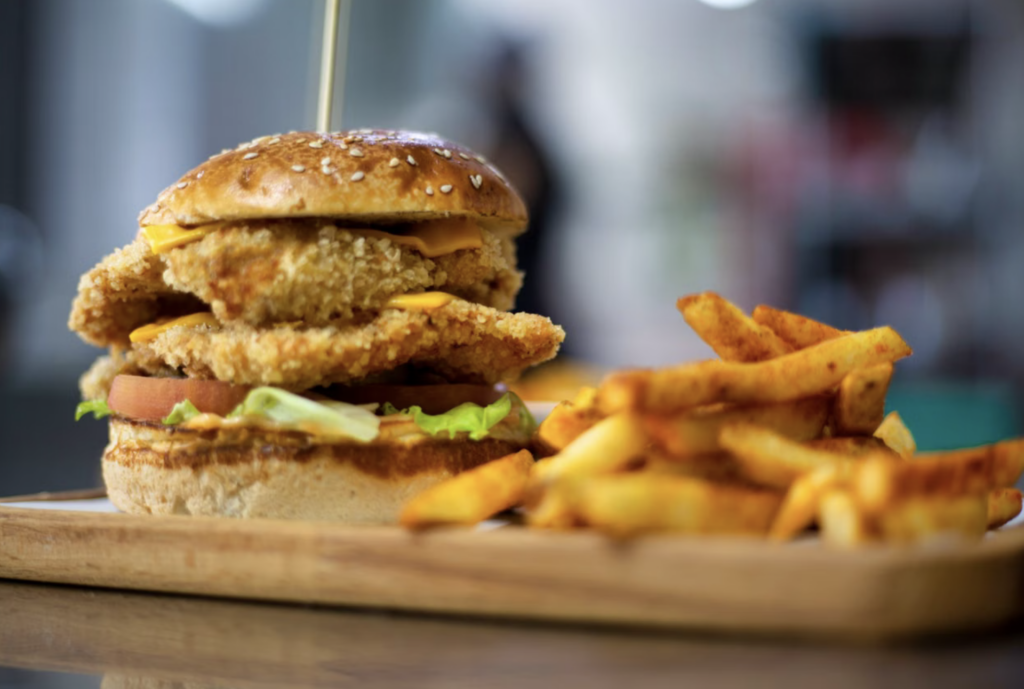 Chicken burger stock image